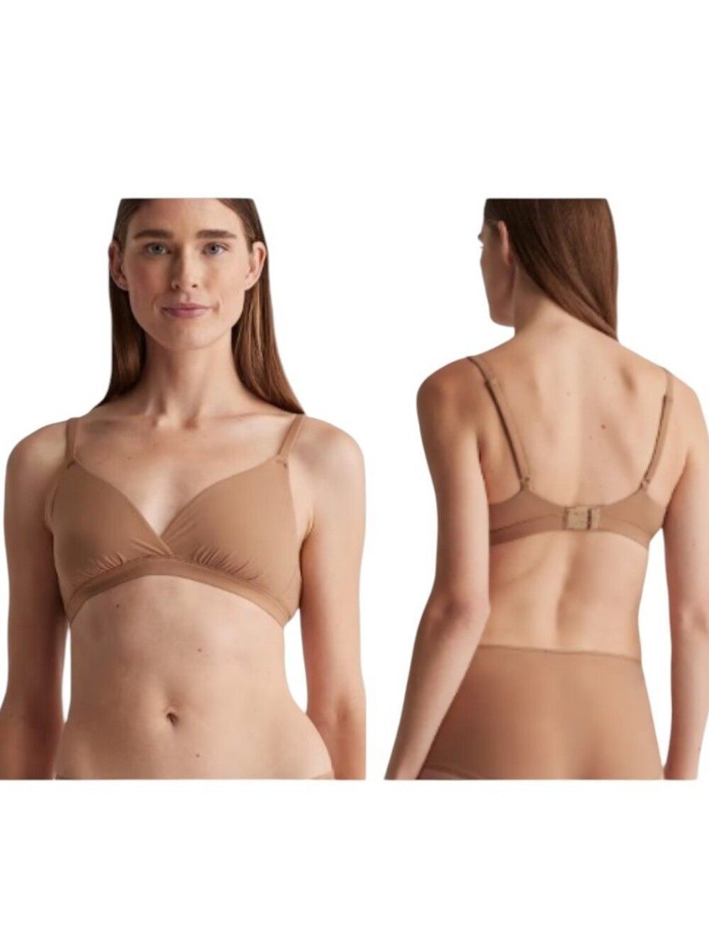 NEW Quince 2-pack Bras Second Skin Crossover Bralette Mocha Tan Size XL - Picture 6 of 7